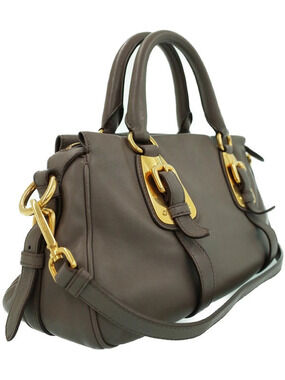 Prada Handbag Leather 2way Gray